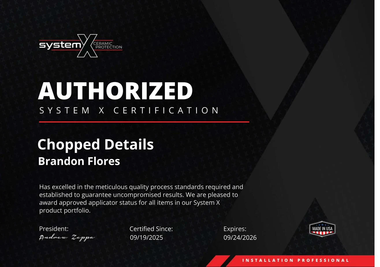 SystemX Authorized Certification for Brandon Flores, Chopped Details, certified since September 19, 2025