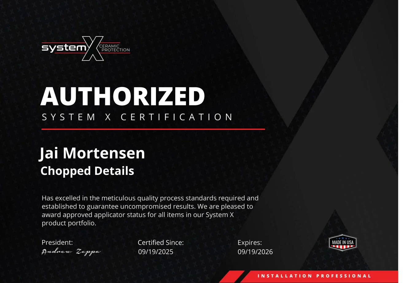 SystemX Authorized Certification for Jai Mortensen, Chopped Details, certified since September 19, 2025